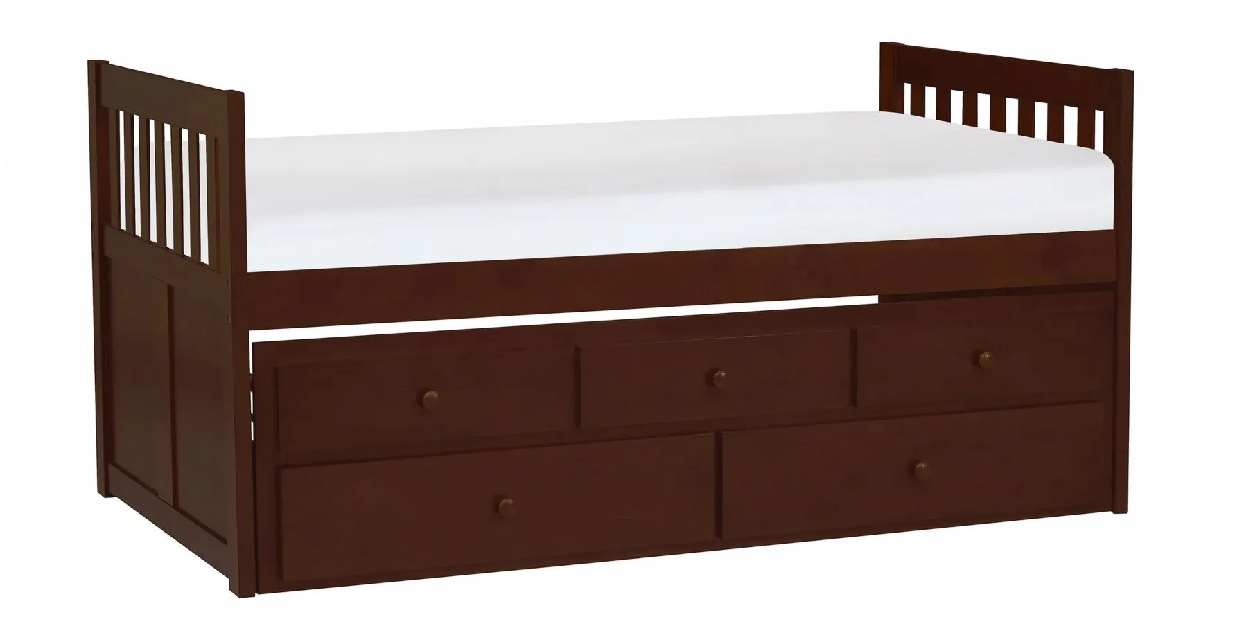 Homelegance Shannon Twin-Over-Twin Bed with 2 Storage Drawers in Dark cherry by Homelegance